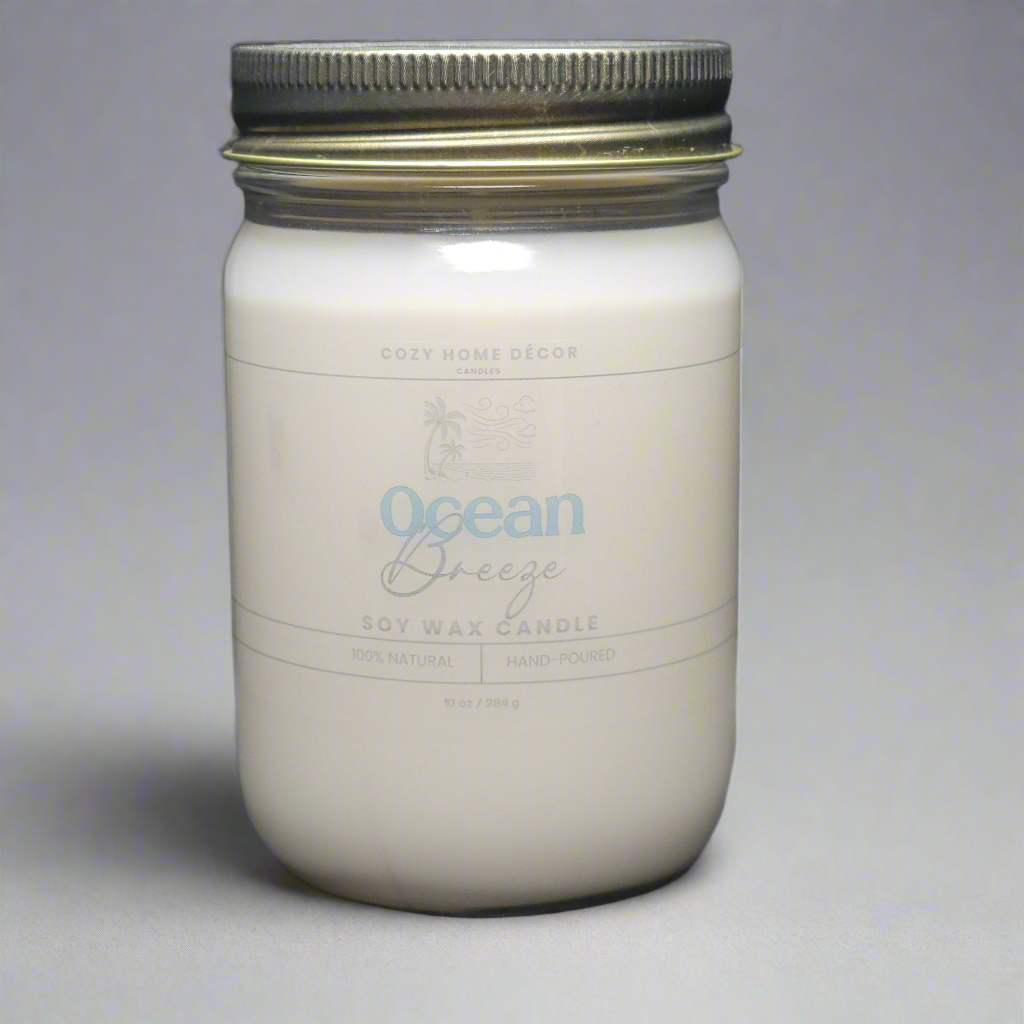 10 oz Ocean Breeze Mason Jar Candle