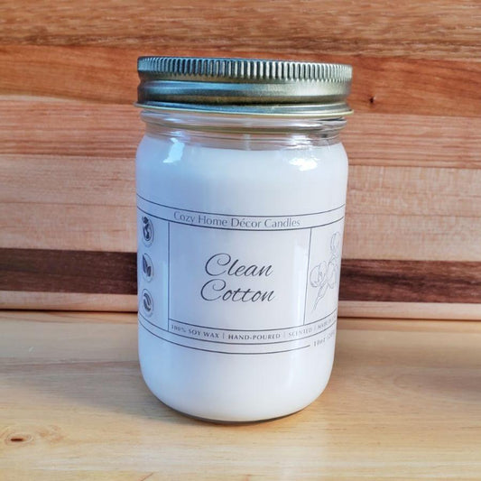 10 oz Clean Cotton Mason Jar Candle