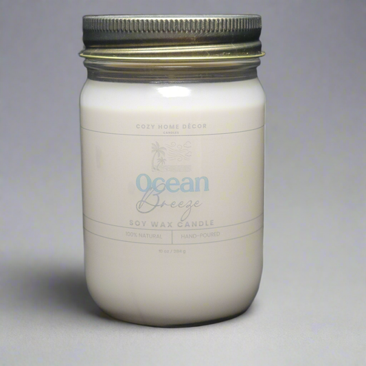 10 oz Ocean Breeze Mason Jar Candle