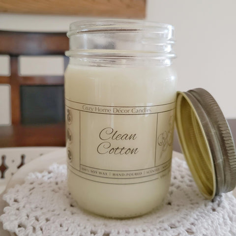 close-up of clean cotton candle