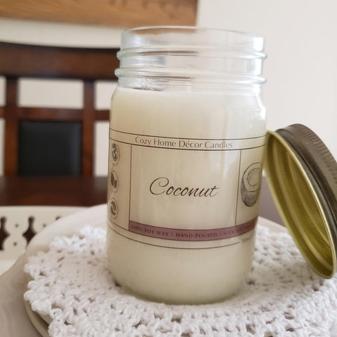 close-up of coconut candle